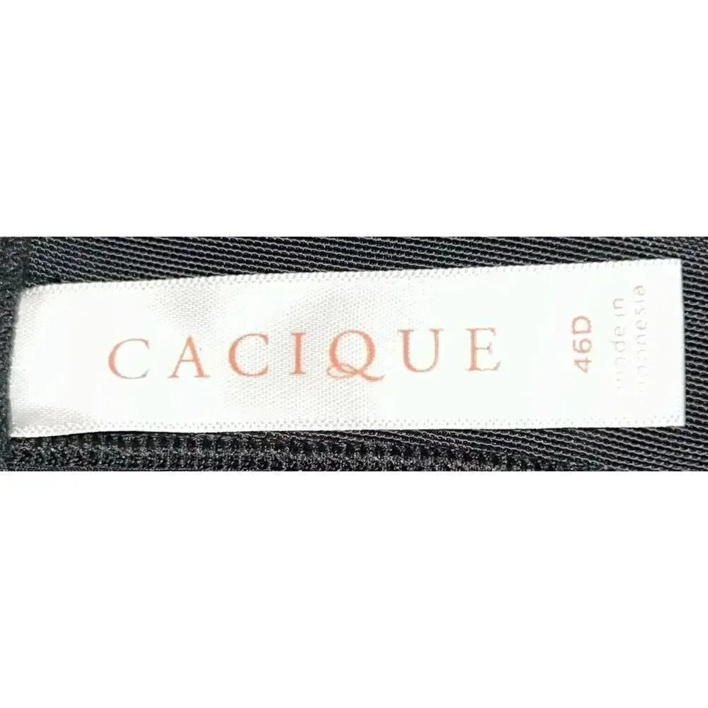Cacique black lightly lined full coverage bra size 46D